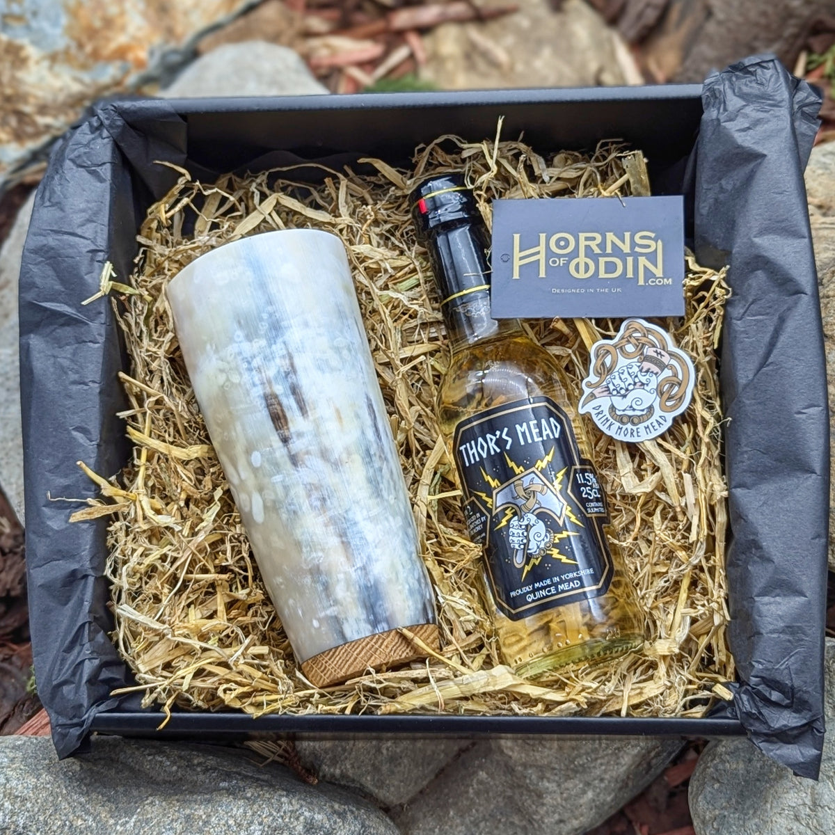 Horn Mug and Mead Gift Set