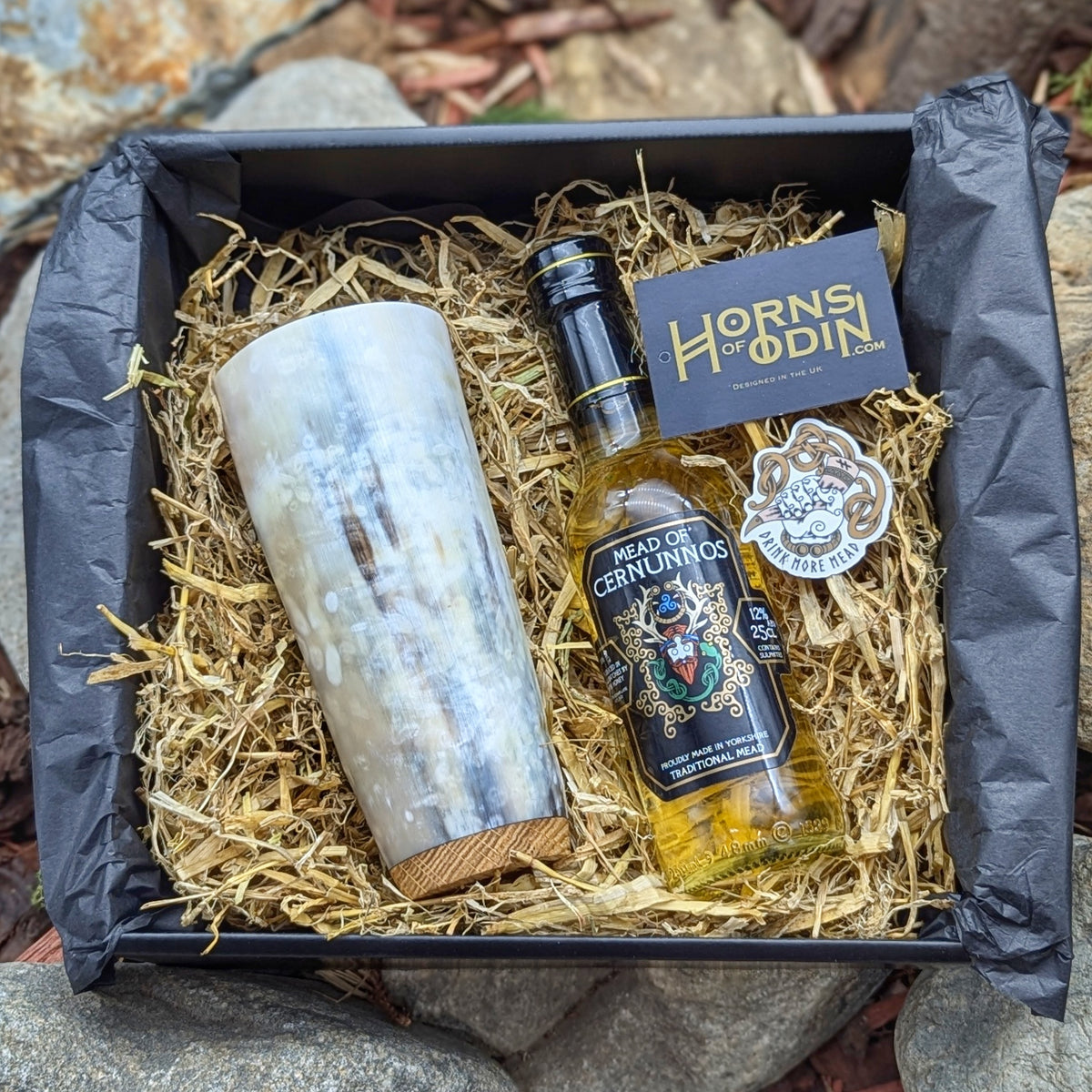 Horn Mug and Mead Gift Set